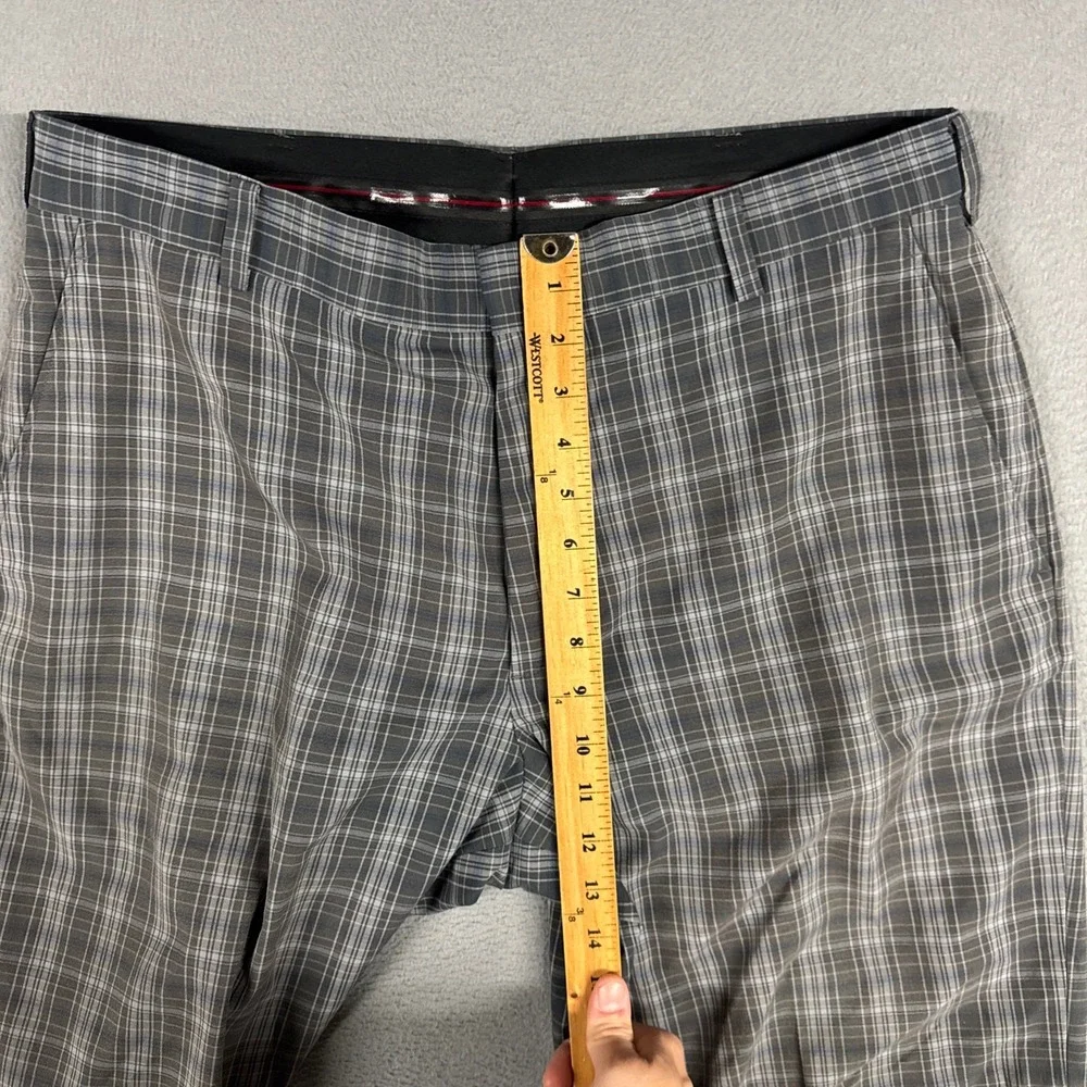 Nike Shorts Mens 36 Grey Plaid Flat Front Tiger Woods Collection Golf Preppy